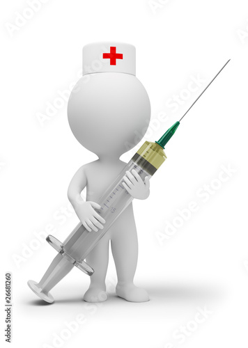 Illustration: 3d small people - doctor with syringe 3d small people - doctor with syringe