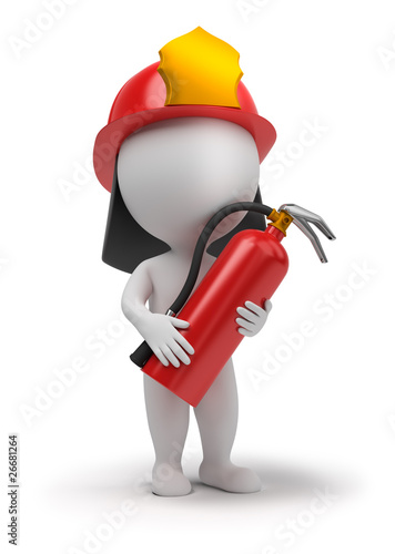Illustration: 3d small people - fireman 3d small people - fireman