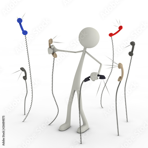 Illustration: Figur im Telefonchaos Figur im Telefonchaos