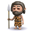 Illustration: 3d Caveman goes hunting with spear 3d Caveman goes hunting with spear