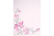 layout with a pink flower border and pink stripes background