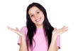 Apologizing girl smiling