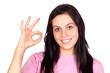 Brunette girl saying Ok