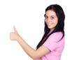 Brunette girl saying Ok