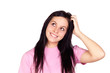 Pensive brunette girl