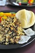 Unpolished brown rice and bread Unpolished brown rice and bread