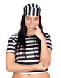 Sexy prisoner smiling