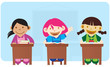 Girl Raising hand in classroom Girl Raising hand in classroom