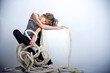 Pretty woman sailor sleeping