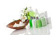 Pflegeset mit Creme Badesalz Seife und Blumen Pflegeset mit Creme Badesalz Seife und Blumen