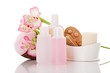 Beautyset mit blume Schwamm und Schampoo