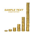 Columns of euro coins on white background. Columns of euro coins on white background.