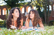 Two Young Woman Study Togheter at Park