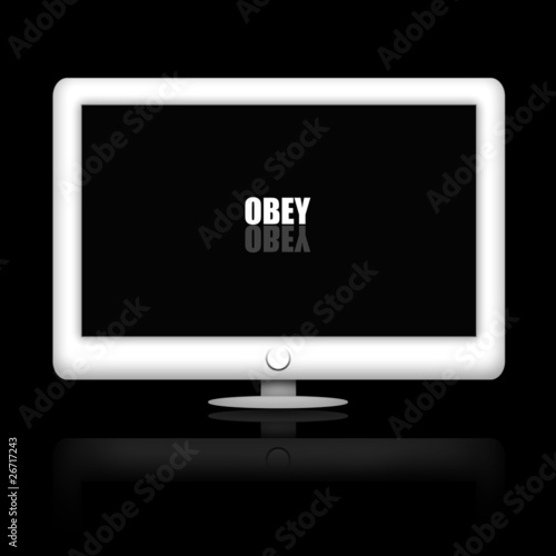Illustration: TV monitor screen with sample text message Obey TV monitor screen with sample text message Obey