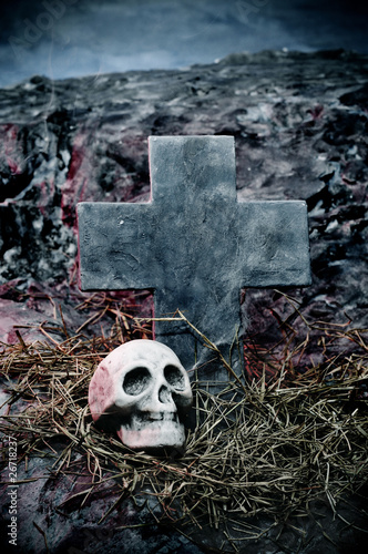 Photo: Halloween stone cross Halloween stone cross