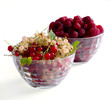Fresh Raspberry and currant isolated on white background