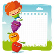 boy with funny fruits