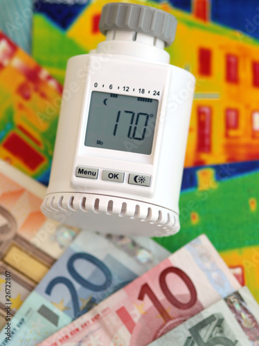 Foto: Heizungsregler mit Geld und Wärmebild V Heizungsregler mit Geld und Wärmebild V