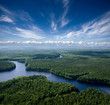 Aerial view the forest river
