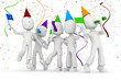 3d man party, isolated on white 3d man party, isolated on white