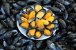 étal de moules au marché à Trouville