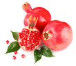 pomegranate fresh fruits with green leaves pomegranate fresh fruits with green leaves