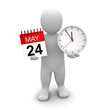 Man holding clock and calendar. 3d rendered illustration.
