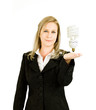 Woman with light bulb
