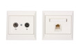 Aerial and network outlet isolated on white background