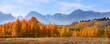 Panoramic view of Grand Tetons national mountain range