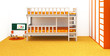 stockbett weiß - orange mit kasten