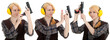 woman aiming a pistol at shooting range