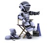 robot with megaphone and directors chair