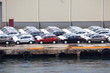 Import cars unloaded at the port in San Juan PR Import cars unloaded at the port in San Juan PR