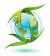 icon of Green Eco-people rotating around Earth