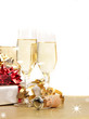 Two glasses of champagne. Isolated on white background