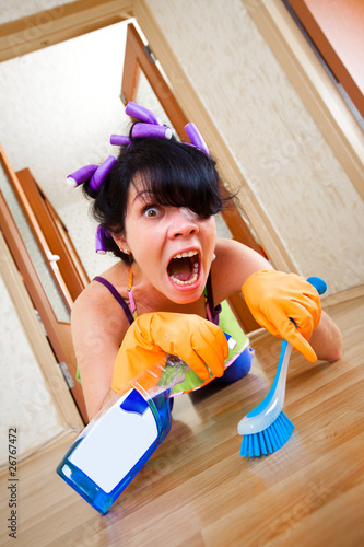 Photo: housewife washes a floor housewife washes a floor