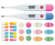 vector thermometers, pills and capsules