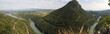 View of the swiss mountains and rivers with bridge