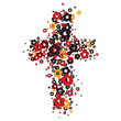 Illustration of a cross made from flowers