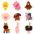 farm animal cartoon vector set
