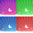 Butterflies over field - 4 color set