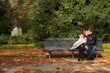 Photo : Romantic couple in the Luxembourg garden at fall. Paris, France Romantic couple in the Luxembourg garden at fall. Paris, France