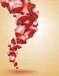 Abstract wave vector background with red dices. Abstract wave vector background with red dices.