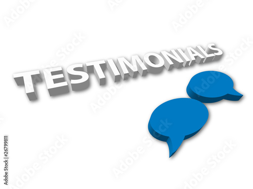 Illustration: TESTIMONIALS (3D satisfaction speech bubble customer feedback) TESTIMONIALS (3D satisfaction speech bubble customer feedback)