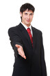 smiley businessman greeting smiley businessman greeting