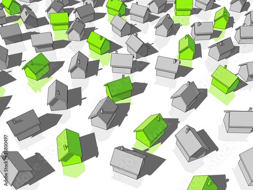 Vector: green „ecological“ houses standing out from others green „ecological“ houses standing out from others