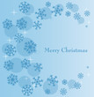 Blue festive background with scene snowflake and ball