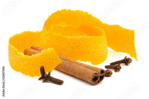 Photo: Orange peel, cinnamon and clove Orange peel, cinnamon and clove