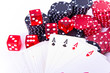 aces, dice and poker chips